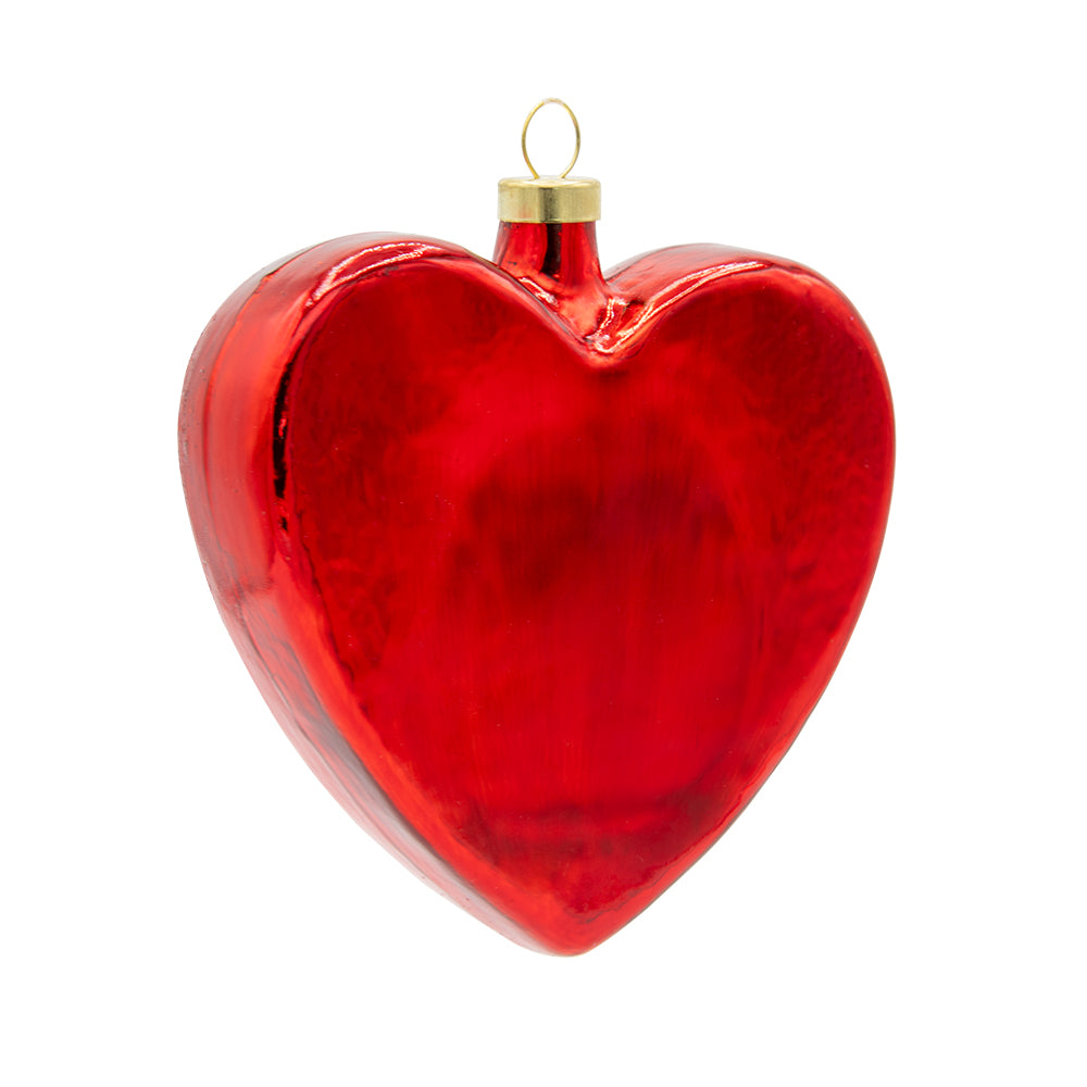 Choco-Love Delight ornament. A red heart-shaped box of chocolates. View of back.