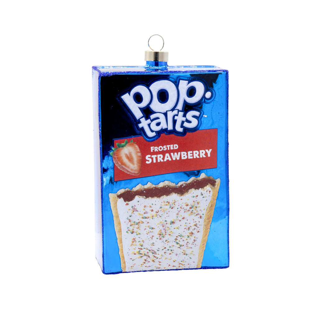This festive ornament features the frosted strawberry Pop-TartsTM box. Viewed from the back.