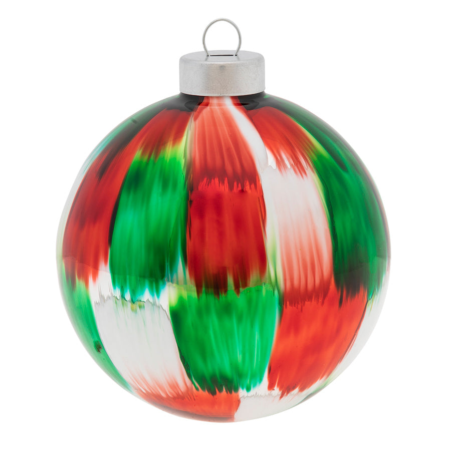 This perfectly patched round mixes traditional Christmas reds, greens and whites and is sure to stand out on your tree this year.