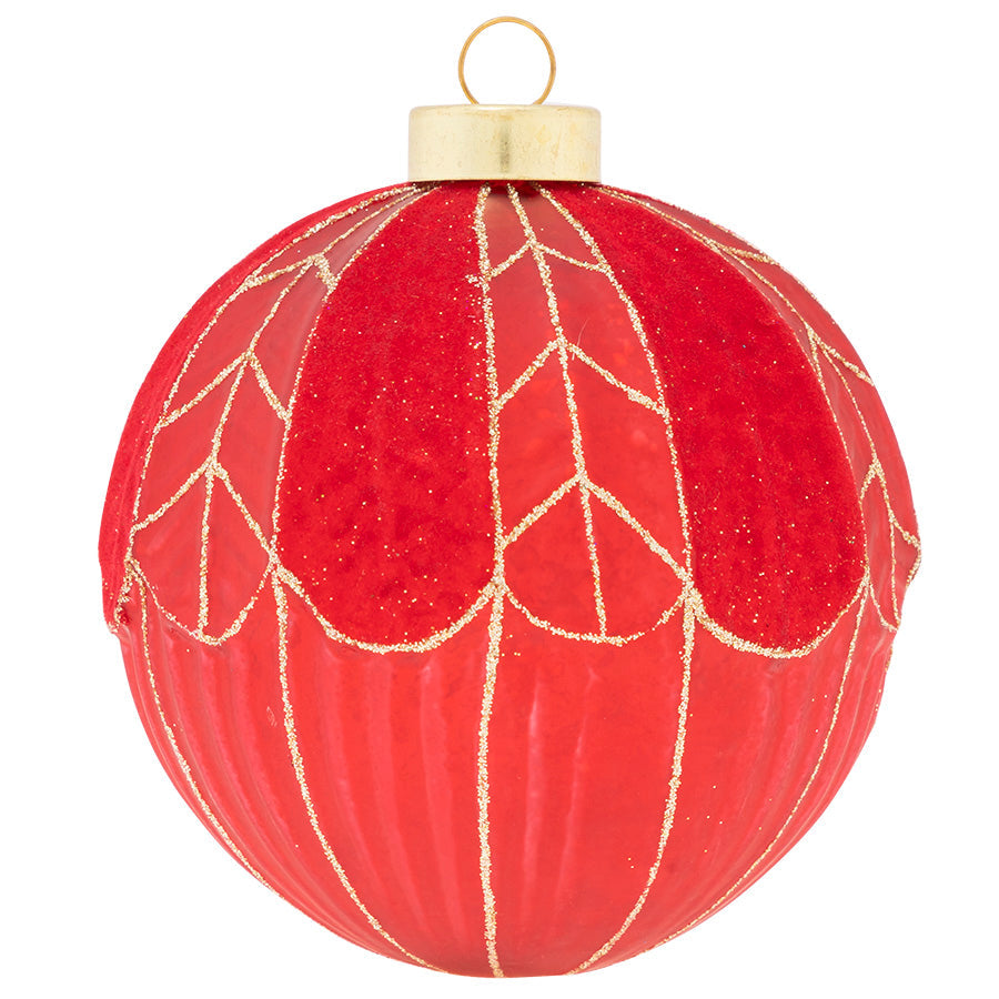 Red And Gold Glitter And Flocked Round