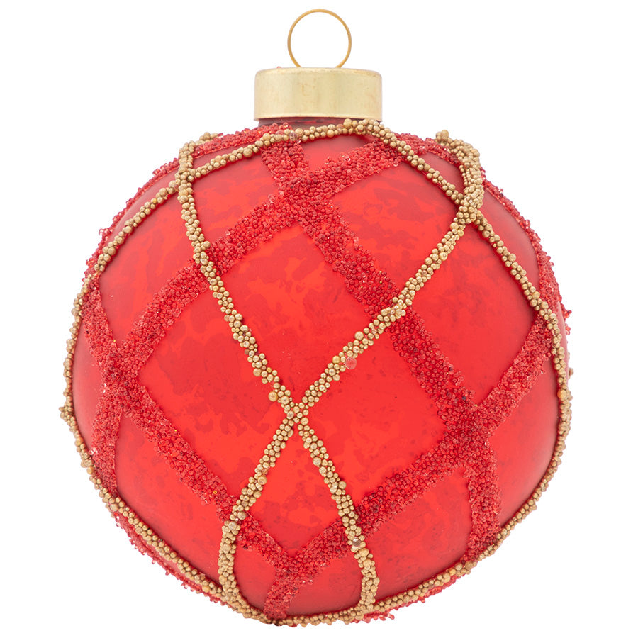 Red And Gold Beaded Lines Round