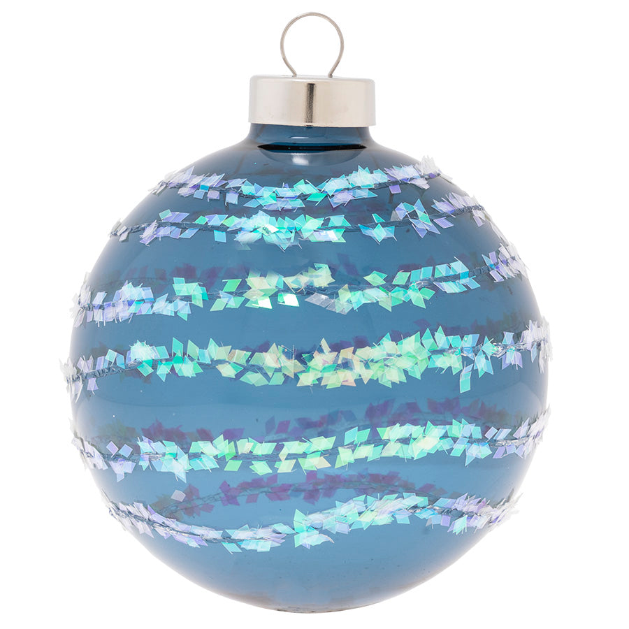 Blue Translucent Glitter Lines Round