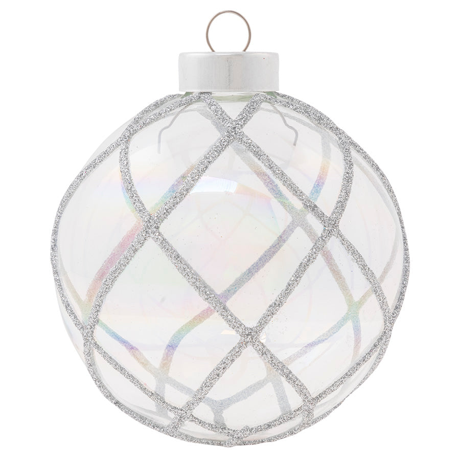 Translucent Silver Glitter Lines Round