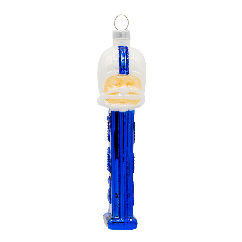 Front image - Blue Football Player PEZ© Dispenser - (PEZ candy ornament)