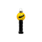 Bat Mini PEZ© Dispenser ornament. A black PEZ dispenser with bats flying in front of a yellow moon. View of front. 