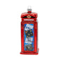 Beatles Phone Booth ornament. A red phone booth with images of Beatle's albums in the windows. View of front. 