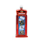 Beatles Phone Booth ornament. A red phone booth with images of Beatle's albums in the windows. View of front. 