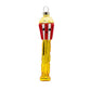 This ornament features a Popcorn PEZ Dispenser with a smiley face. Viewed from the front.