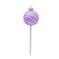Lavender Swirl Cake Pop. Lavender cake pop with white swirl. View of left side. 