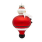 Jolly Santa ornament. Santa dons his classic red suit. View of left side.