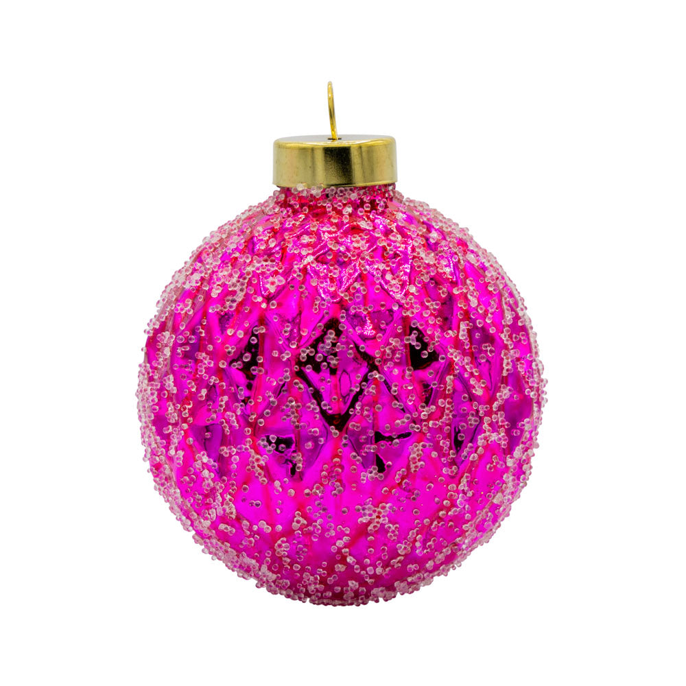 Pink Beaded Geometric Round