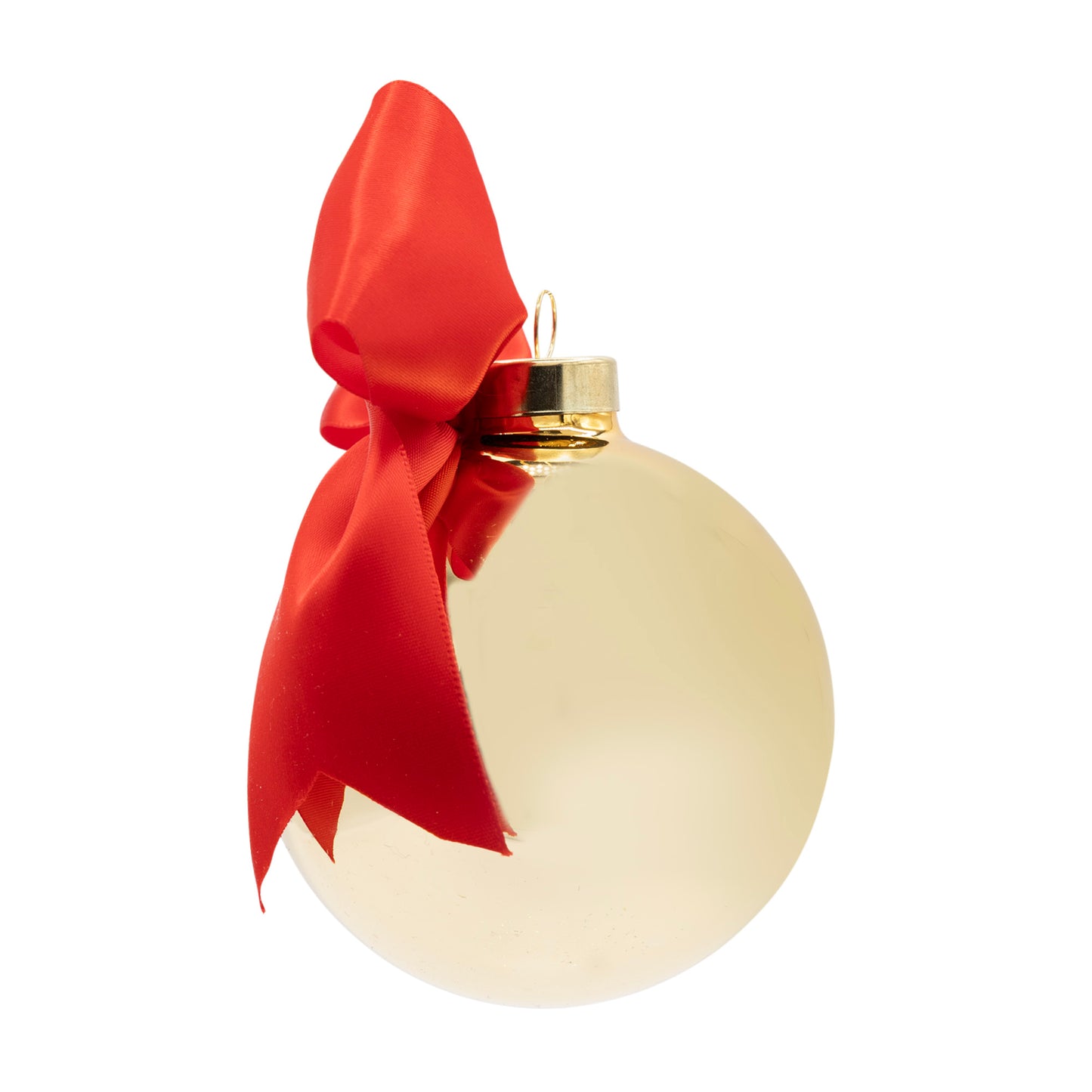 Red Bow Gold Round Ornament