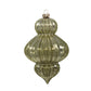 The mercury finish of this refined gold glass finial ornament provides an exquisite antiqued appearance.