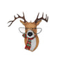Made of resin,
this shimmering reindeer is ready to curl up in front of the fireplace with
his favorite book in his wire glasses and tartan scarf.