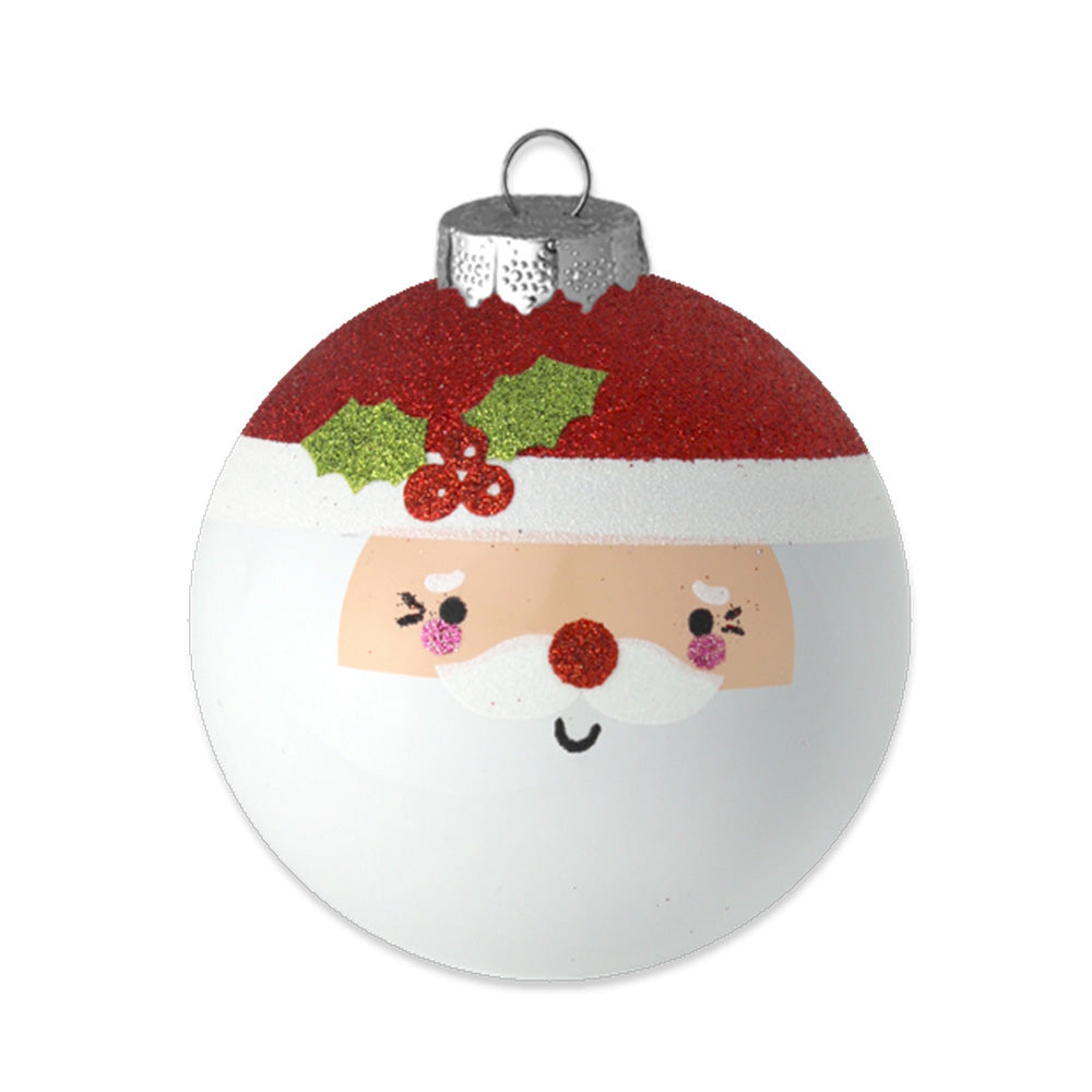 With a
shimmering holly spring in his glittered red hat, Santa's cheery face will
smile joyfully from your tree.