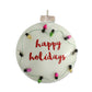 With a shiny
opal finish, this glass disc boasts "Happy holidays" in red glitter
and is encircled with a string of charming Christmas lights.