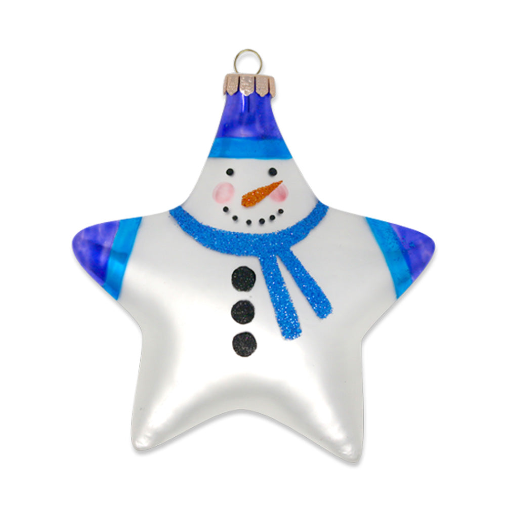 A frosted
snowman becomes a star! With rosy cheeks and a glittered scarf, the opulent
white finish of his body contrasts beautifully with the matte painted mittens
and belt.