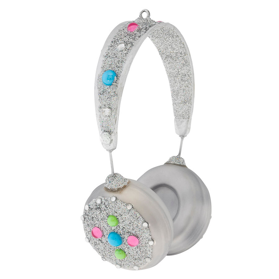 Music lovers will delight in our glitter and jeweled covered headphones this Christmas season. 