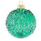 Our sleek iridescent glass ornament covered in simple bubbled glass will adorn any tree is hangs from!