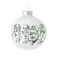 White Album Sketch Round ornament. White round with sketches of The Beatles. View of front.