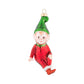 This classic glass elf is dressed up in his cute red pajamas and a green hat.