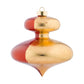 This two tiered glass finial is covered in gold foil and a translucent burgundy.