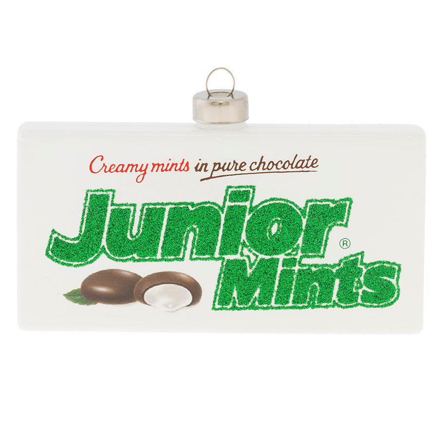 This iconic candy has been a favorite of trick-or-treaters, moviegoers and candy enthusiast for almost 80 years. Junior Mints have been bringing in the joy since the 1940's. This officially licensed Tootsie Roll glass ornament is sure to be become a part of your holiday tradition each year.  