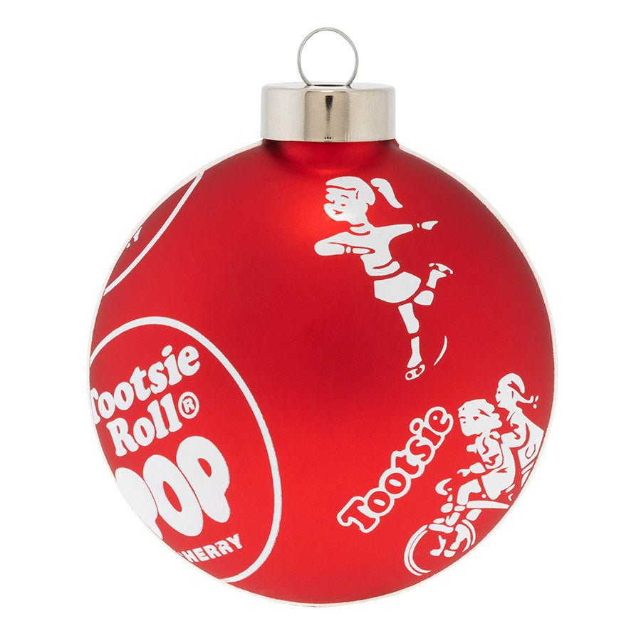 Our officially licensed Cherry Tootsie Roll Pop glass disc ornament brings the beloved candy wrapper to life! Featuring the iconic logo and characters on the back this ornament will instantly become a holiday favorite! 