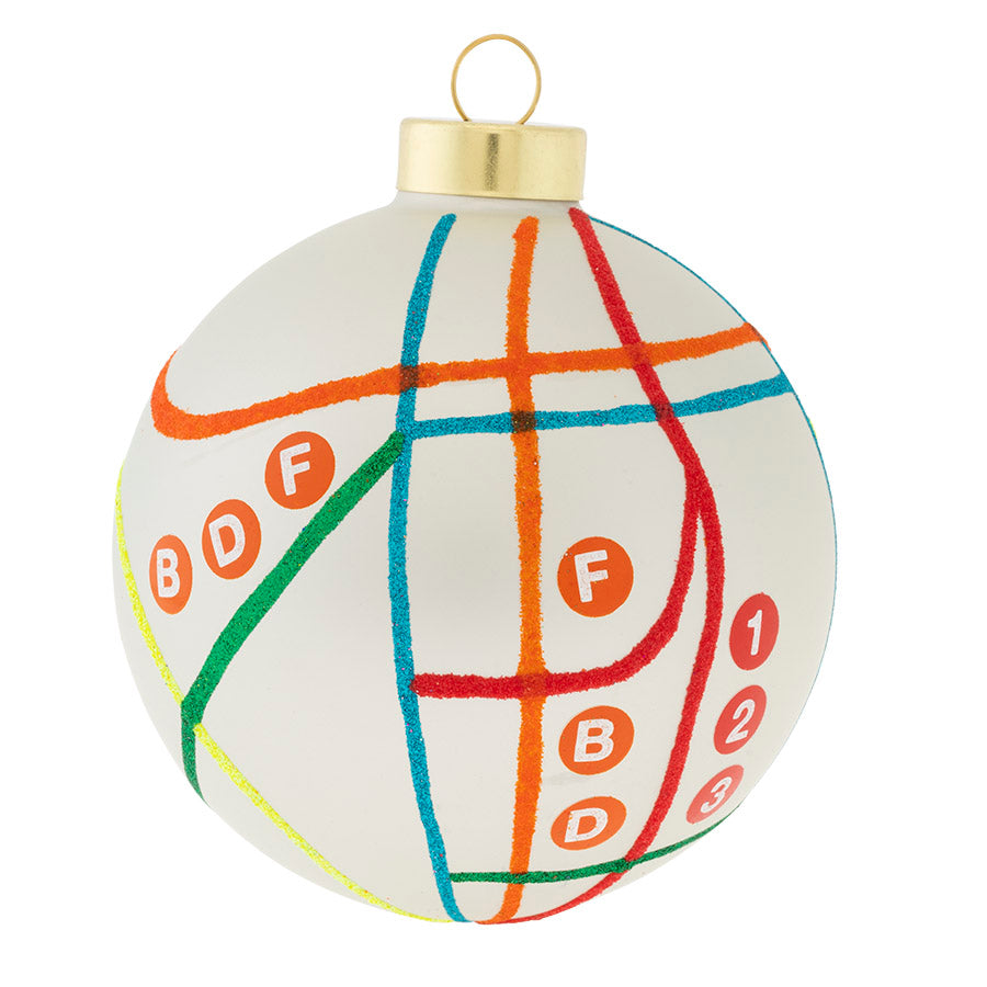 The iconic and colorful lines of the New York City subway map come to life on this officially licensed MTA glass ornament!