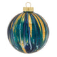 Marbled metallic golds, blues and greens delicately coat this glass round.