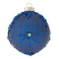 Our satin blue round is adorned with intricate snowflakes made of blue sequins, glitter and gems.