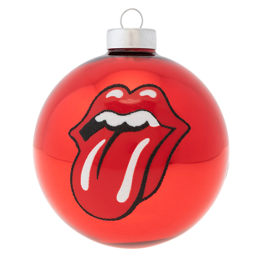 Rock on this holiday with The Rolling Stones round glass ornament featuring the iconic lips logo.
