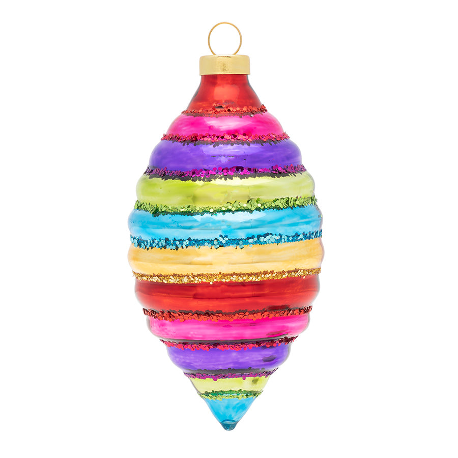 Our Rainbow Ribbed Tulip ornament is a fun mix of bright colors and glitter that will add happiness to your tree!