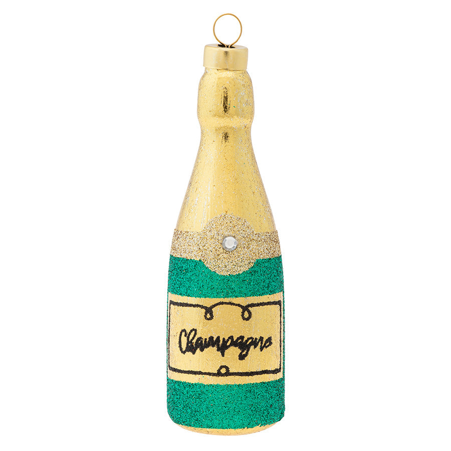 <div>Pop the bubbly! Celebrate the season with this adorable Green Champagne Bottle Ornament!</div>