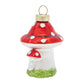 This colorful little mushroom ornament is beautifully crafted with white glitter spots and finished with green tinsel glitter on the base.
