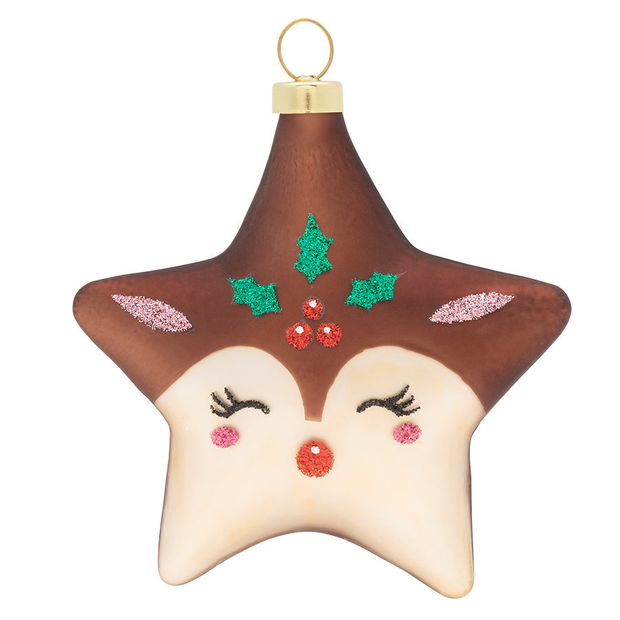 <div>This Sweet Reindeer Star features an adorable Reindeer face with glittered holly in her hair.</div>