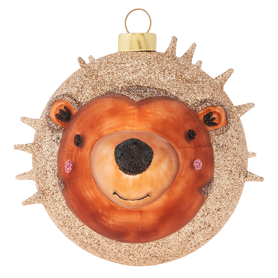 Friendly glitzy quills cover this little holiday Hedgehog!