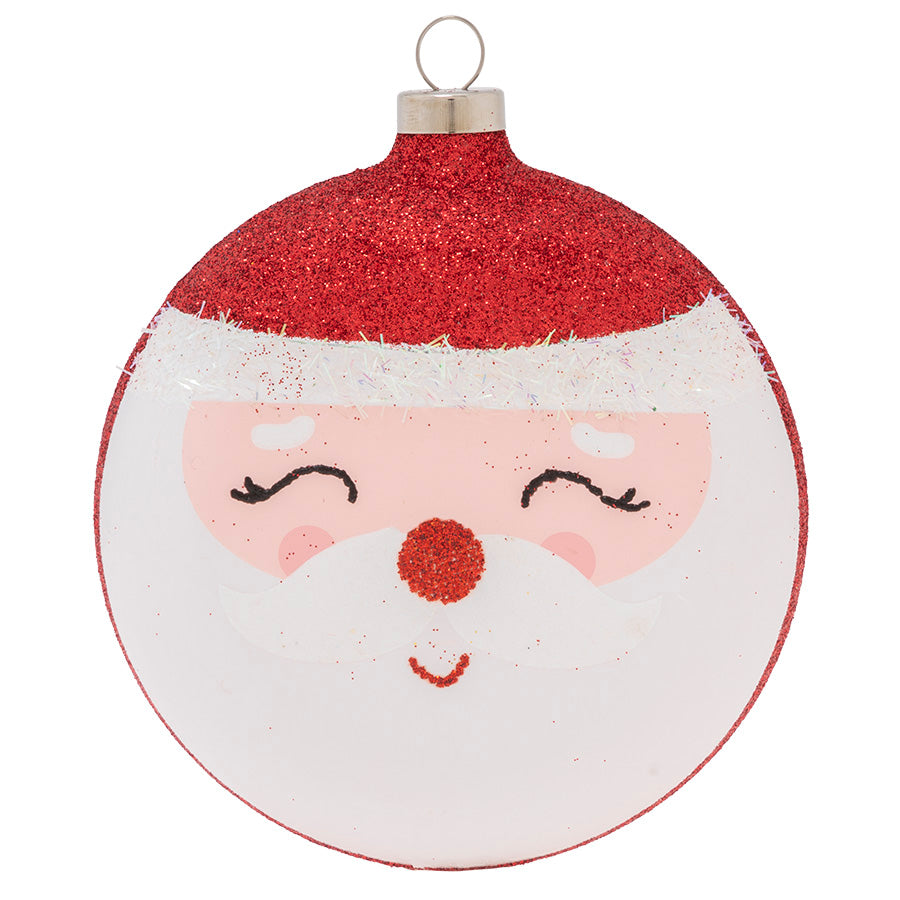 Everyone's favorite Christmas couple is here to spread holiday cheer to one and all! This adorable glass ball ornament features the jolly likeness of both Mr. and Mrs. Claus. 