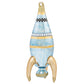 To the moon! This futuristic metallic rocket ship ornament is perfect for the wannabe astronaut in your life.