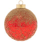 This brilliant red round has been sprinkled in hundreds of tiny gold beads to create a stunning textured ombre effect. 