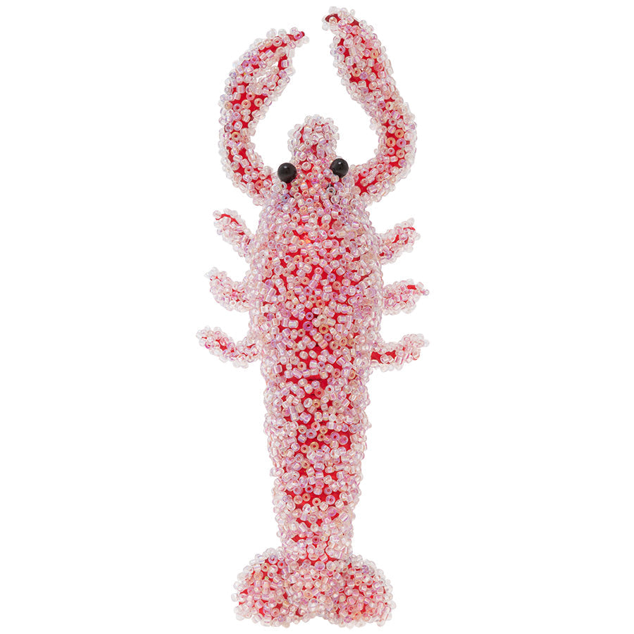 This Christmas crustacean is covered claw to tail in translucent glass beads for a frosty effect.