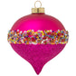 Nothing says "party" like glitter, sequins and bright magenta! This eye-catching glass ornament is majorly festive fun.