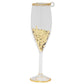 Cheers! Celebrate with this sip-sized champagne flute filled with sparkling gold glitter bubbly.