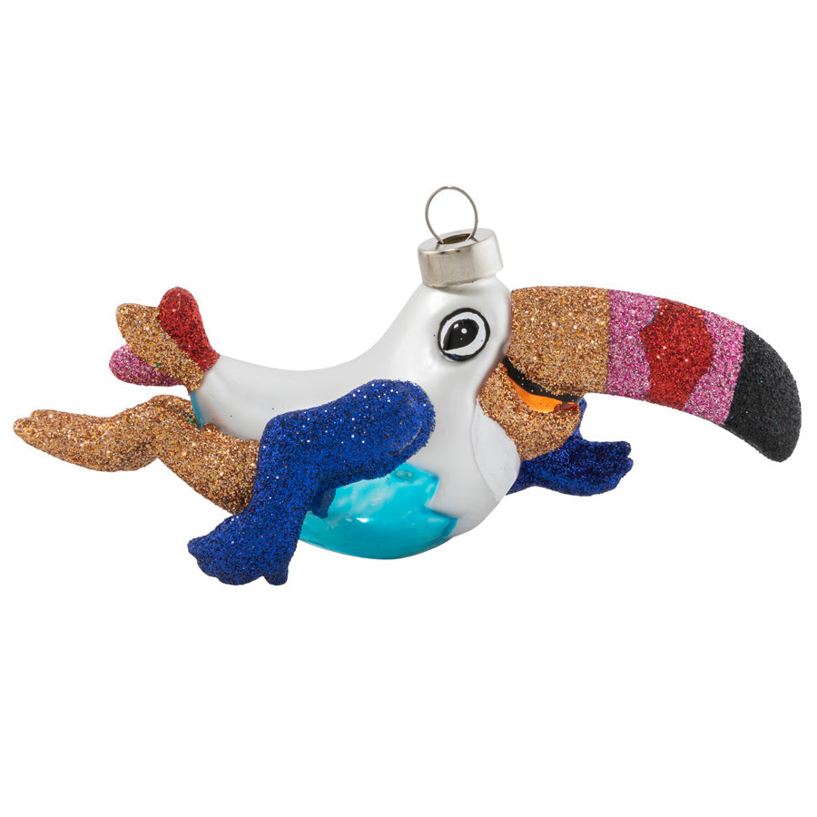We'd know that brightly-colored beak anywhere! Toucan Sam™ is flying high and following his nose--on his way to a big bowl of Kellogg's™ Froot Loops™ cereal, no doubt!
