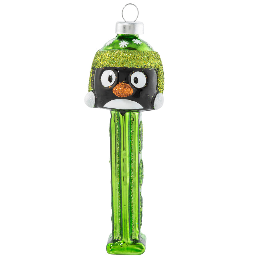 An adorable bundled up penguin pal tops this festive green PEZ™ ornament. He looks ready for some sweet sledding!