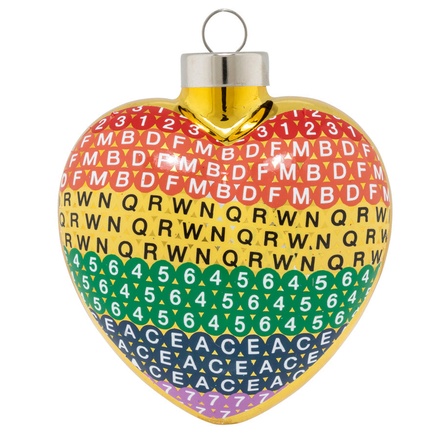 Show your New York  pride with this subway-inspired heart ornament. Hang this rainbow-hued piece from your tree and spread the love!
