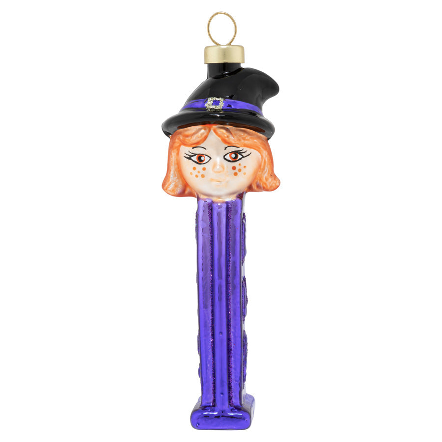 Wicked, me? No way! A sweet, smiling witch tops this purple PEZ™ dispenser ornament.