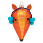 Our sweet caramel and butterscotch colored deer is ready for the snow with a pair of cozy blue pom-pom earmuffs.