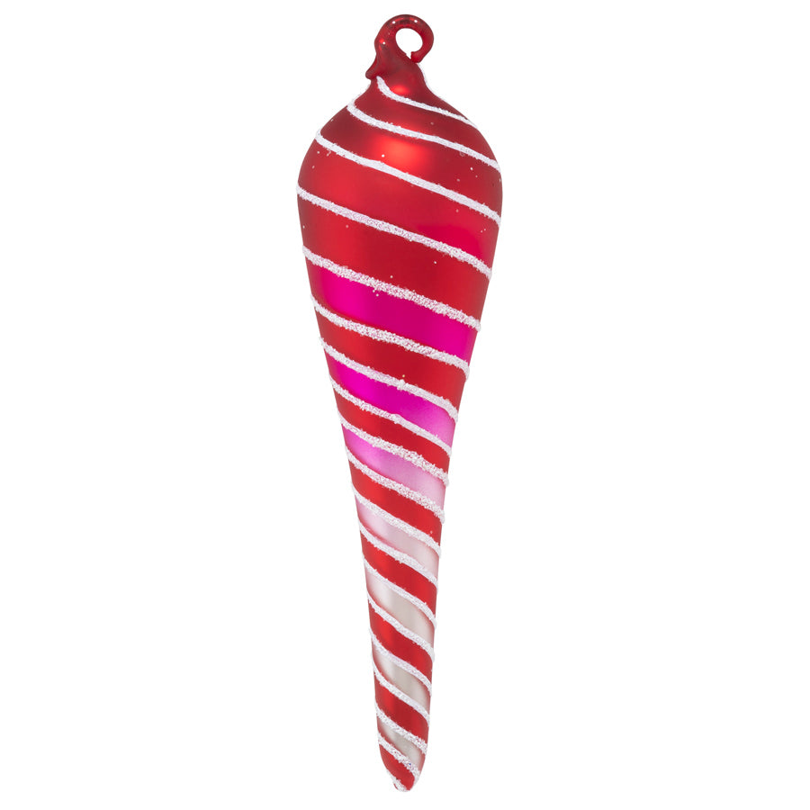 The ombré of red to fuchsia to white gives this peppermint icicle a sweetly modern twist!