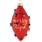 A deep red satin tulip wrapped in light bulb beads is a jolly reminder to stay “Merry & Bright” this season.